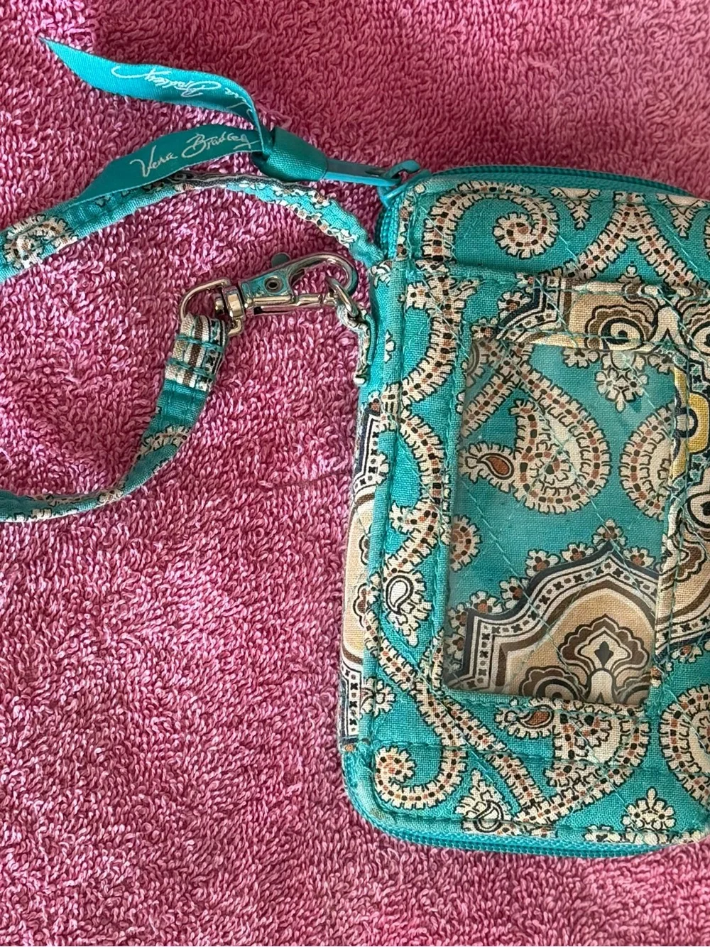 Vera Bradley Turquoise Paisley Quilted Wristlet
